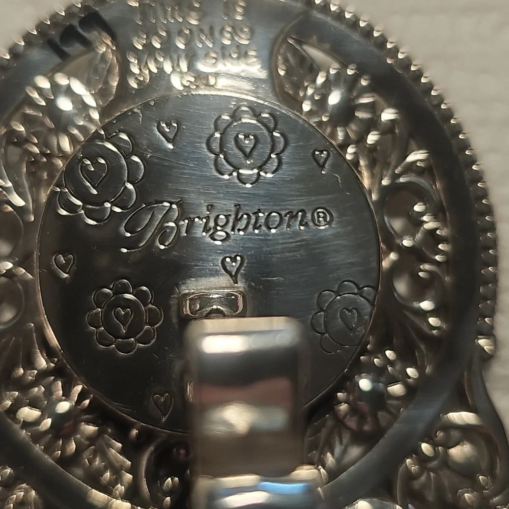 Brighton Silvertone And Rhinestones Table Clock